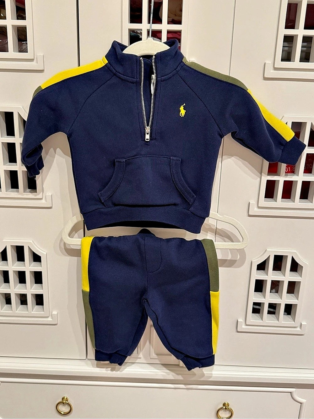 Polo Ralph Lauren Baby Boys Double Knit | Half Zip Pullover and Pants Set 6M